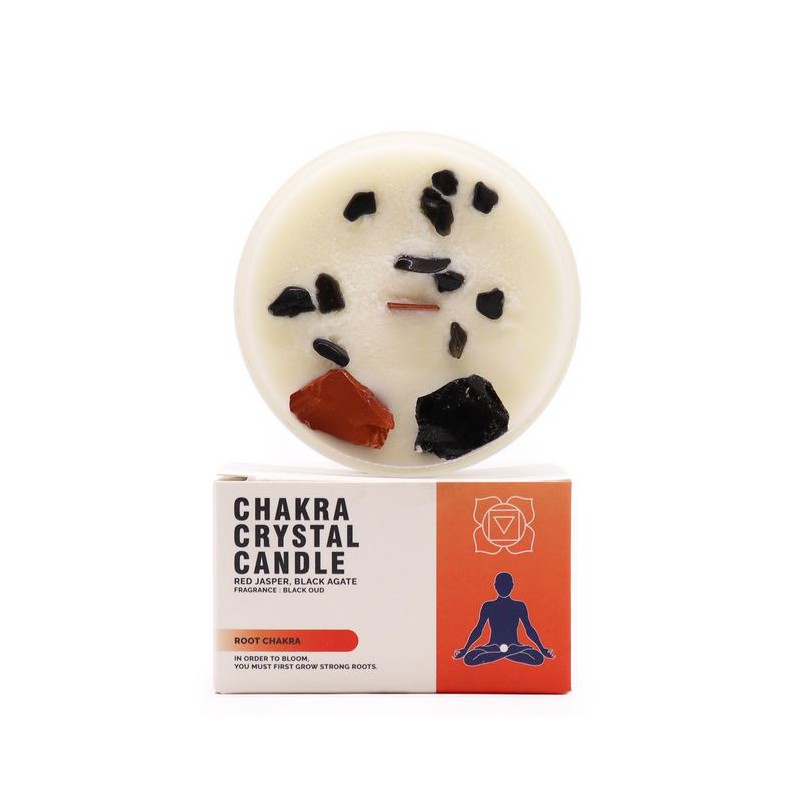 Candele Chakra - cristalli, pietre e profumi - Chakra della radice -  primo chakra