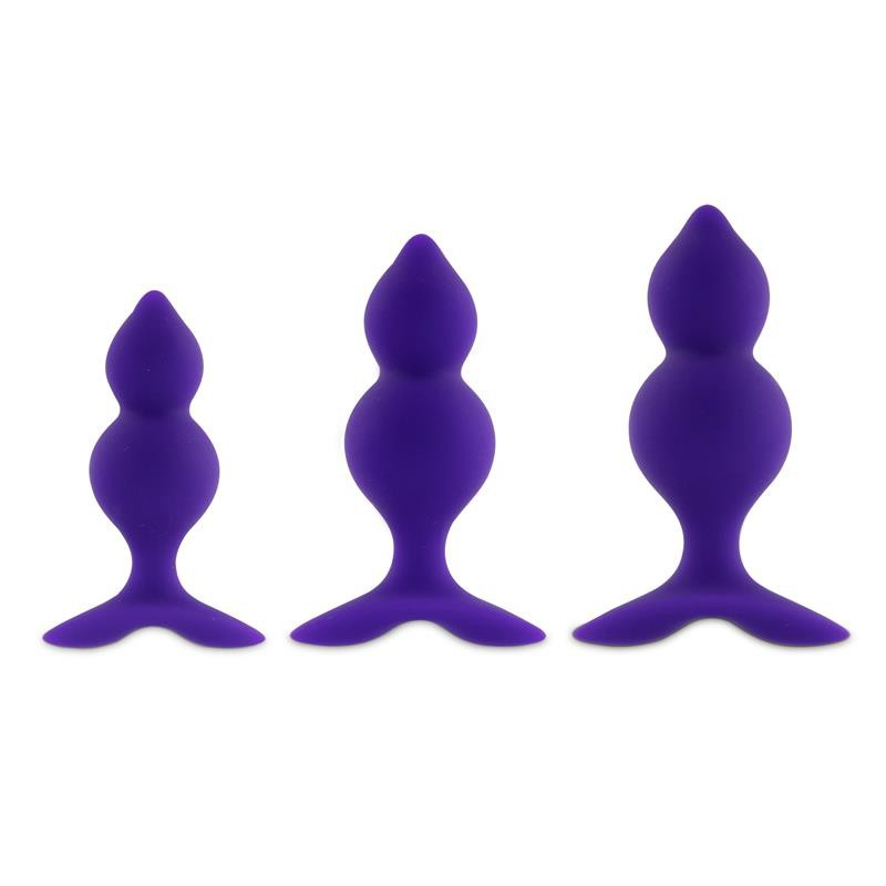 Plug anale in silicone, colore viola,3 pezzi